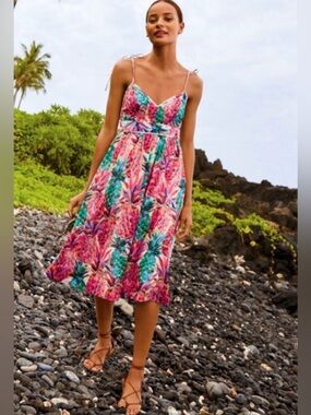 NWT J. Crew Spaghetti Strap dress in tropical Ratti Pineapple Print, 4